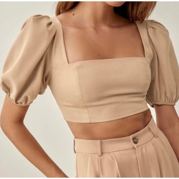 Reformation Women's Alley Puffy Short Sleeve Top Size 10 - Picture 12 of 12